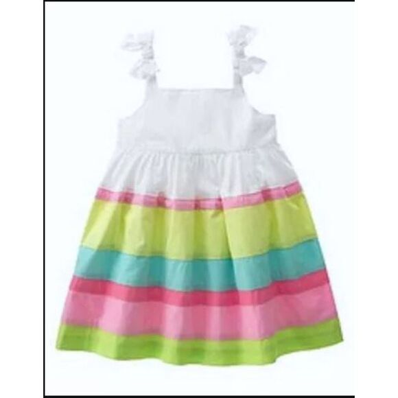 Gymboree colorblock white pink green aqua blue sleeveless tank dress Easter 2T 2 - Picture 1 of 1